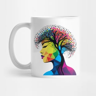 Dot day tree head profile art teacher student colorful design Mug